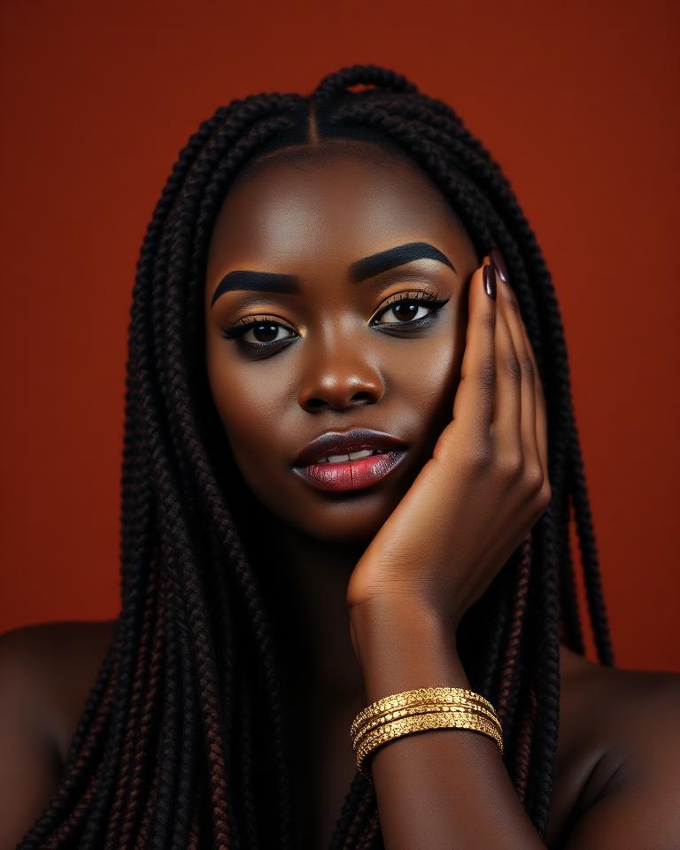 Long Faux Locs Half-Up example 1