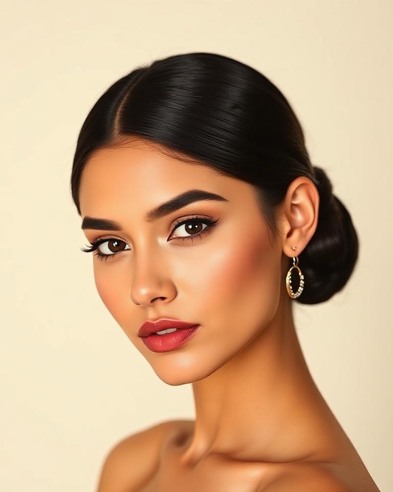 Sleek Low Chignon Bun example 1